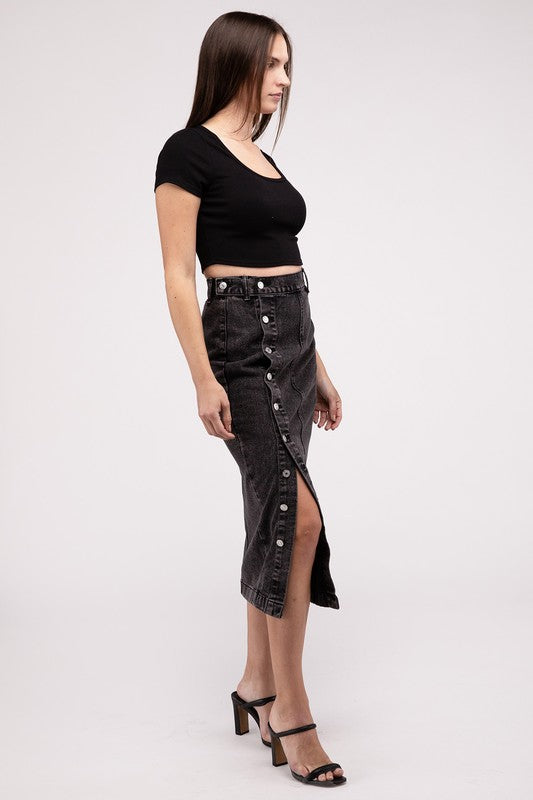 Midi High Waist Denim Skirt - Hassle Free Cart