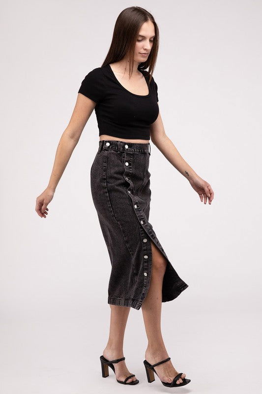 Midi High Waist Denim Skirt - Hassle Free Cart