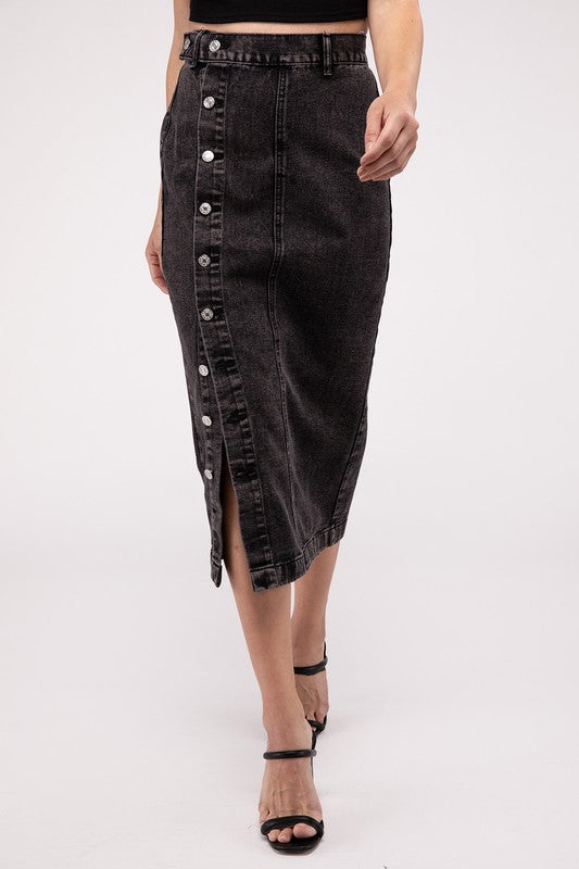 Midi High Waist Denim Skirt - Hassle Free Cart