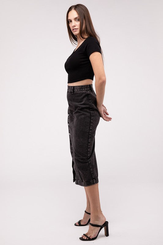 Midi High Waist Denim Skirt - Hassle Free Cart