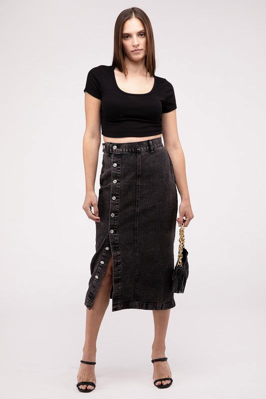 Midi High Waist Denim Skirt - Hassle Free Cart