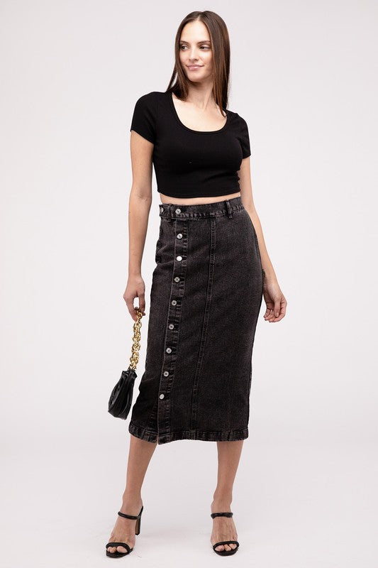 Midi High Waist Denim Skirt - Hassle Free Cart