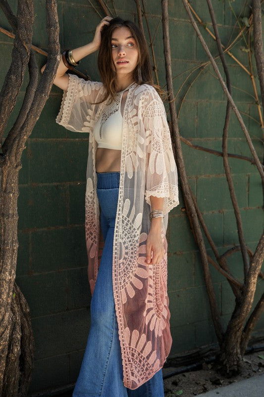 Ombre Bohemian Lace Kimono - Hassle Free Cart