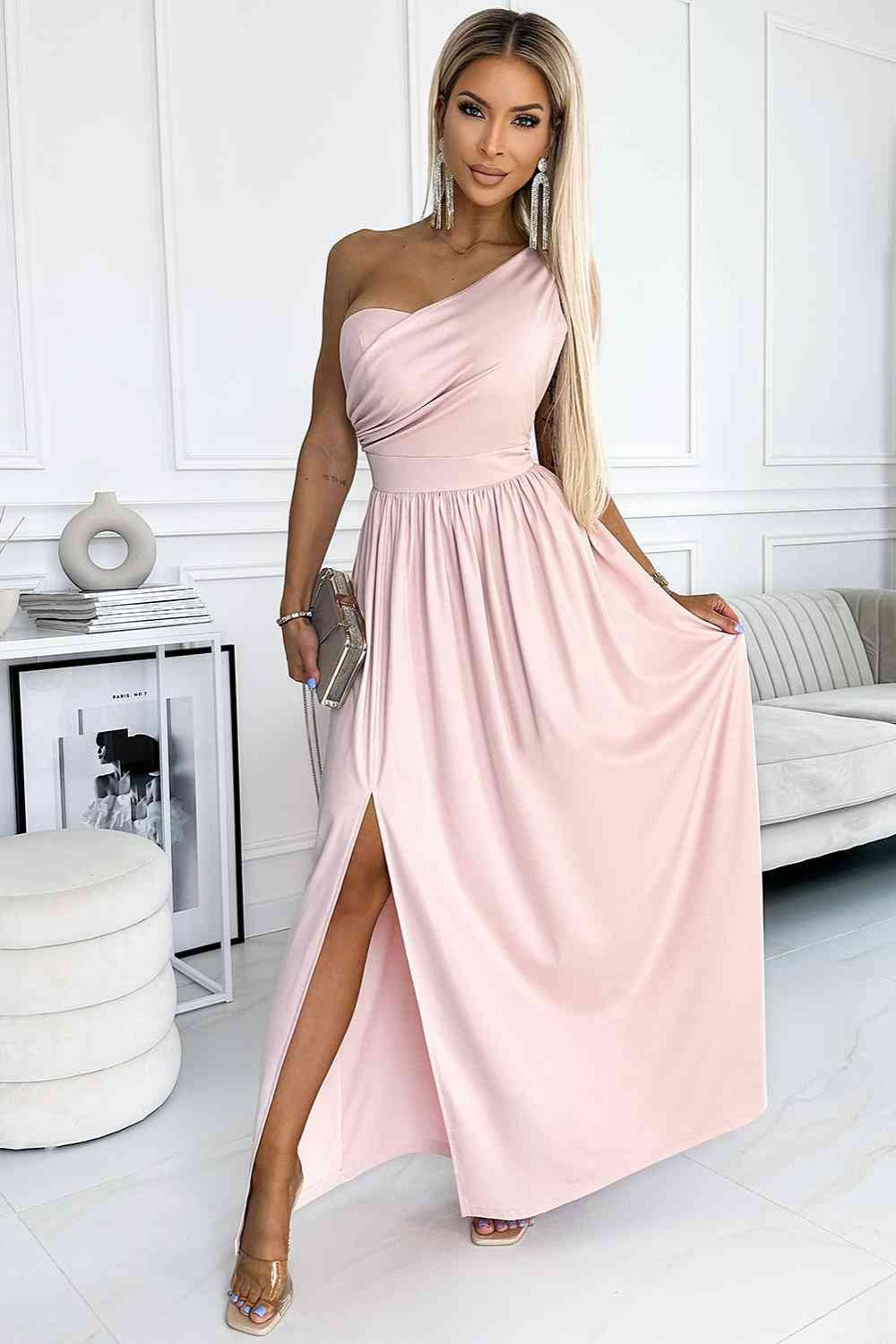 One-Shoulder Slit Maxi Dress | Hassle Free Cart