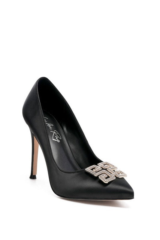 PRISCA STILETTO Crystal Brooch Pumps - Hassle Free Cart