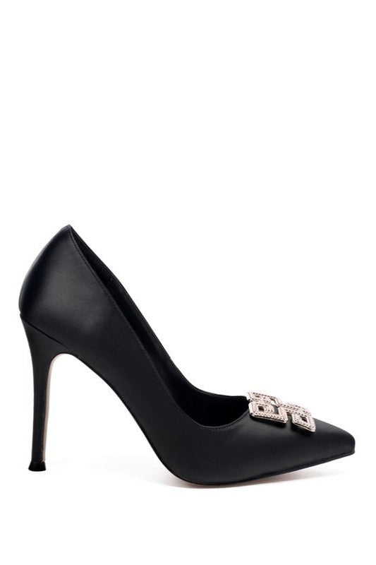 PRISCA STILETTO Crystal Brooch Pumps - Hassle Free Cart