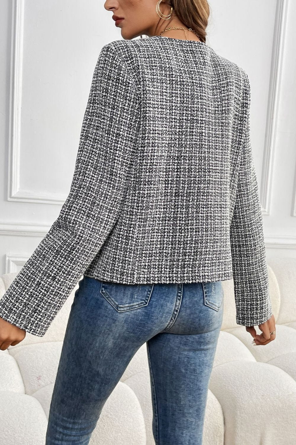 Perfee Plaid Long Sleeve Outerwear - Hassle Free Cart