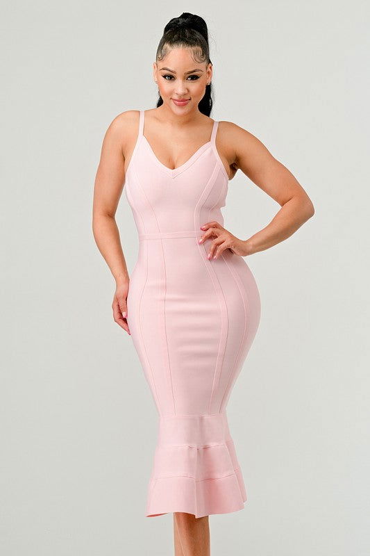 Pink Bodycon Midi Dress - Hassle Free Cart