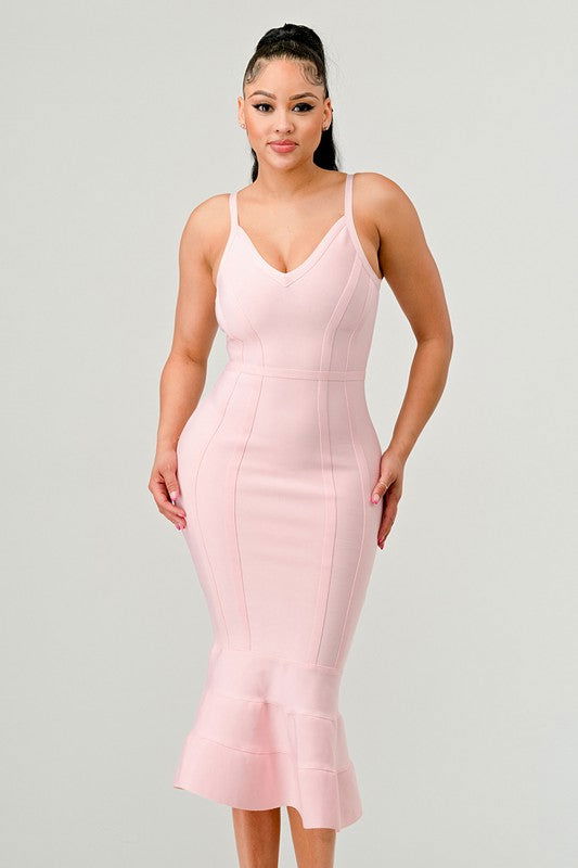 Pink Bodycon Midi Dress - Hassle Free Cart