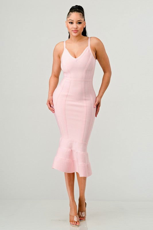 Pink Bodycon Midi Dress - Hassle Free Cart