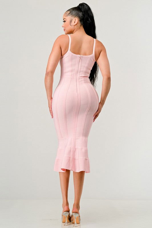 Pink Bodycon Midi Dress - Hassle Free Cart