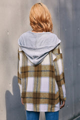 Plaid Dropped Shoulder Hooded Jacket | Hassle Free Cart