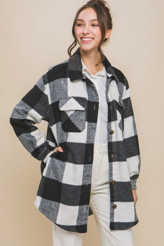 Plaid Bust Pocket Shacket - Hassle Free Cart