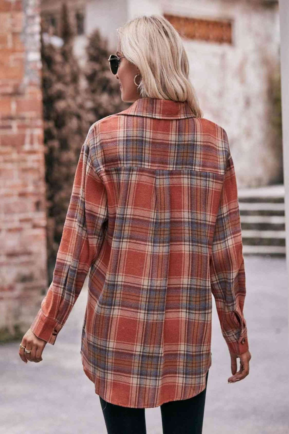 Plaid Dropped Shoulder Longline Shirt - Hassle Free Cart