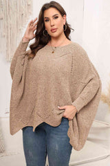 Plus Size Round Neck Batwing Sleeve Sweater | Hassle Free Cart