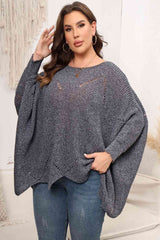 Plus Size Round Neck Batwing Sleeve Sweater | Hassle Free Cart