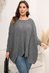 Plus Size Round Neck Batwing Sleeve Sweater | Hassle Free Cart