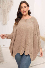 Plus Size Round Neck Batwing Sleeve Sweater | Hassle Free Cart