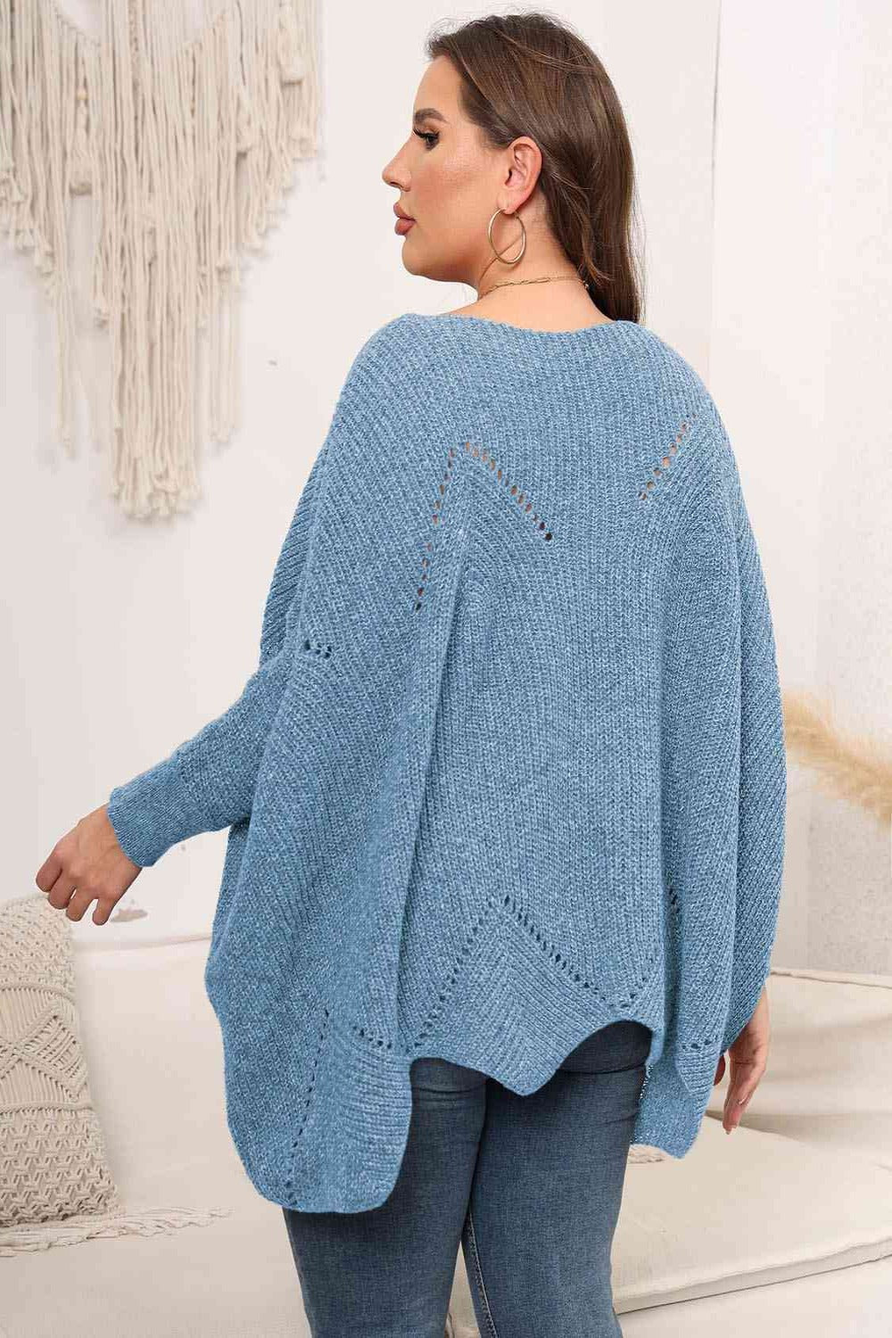 Plus Size Round Neck Batwing Sleeve Sweater | Hassle Free Cart