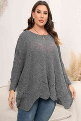 Plus Size Round Neck Batwing Sleeve Sweater | Hassle Free Cart