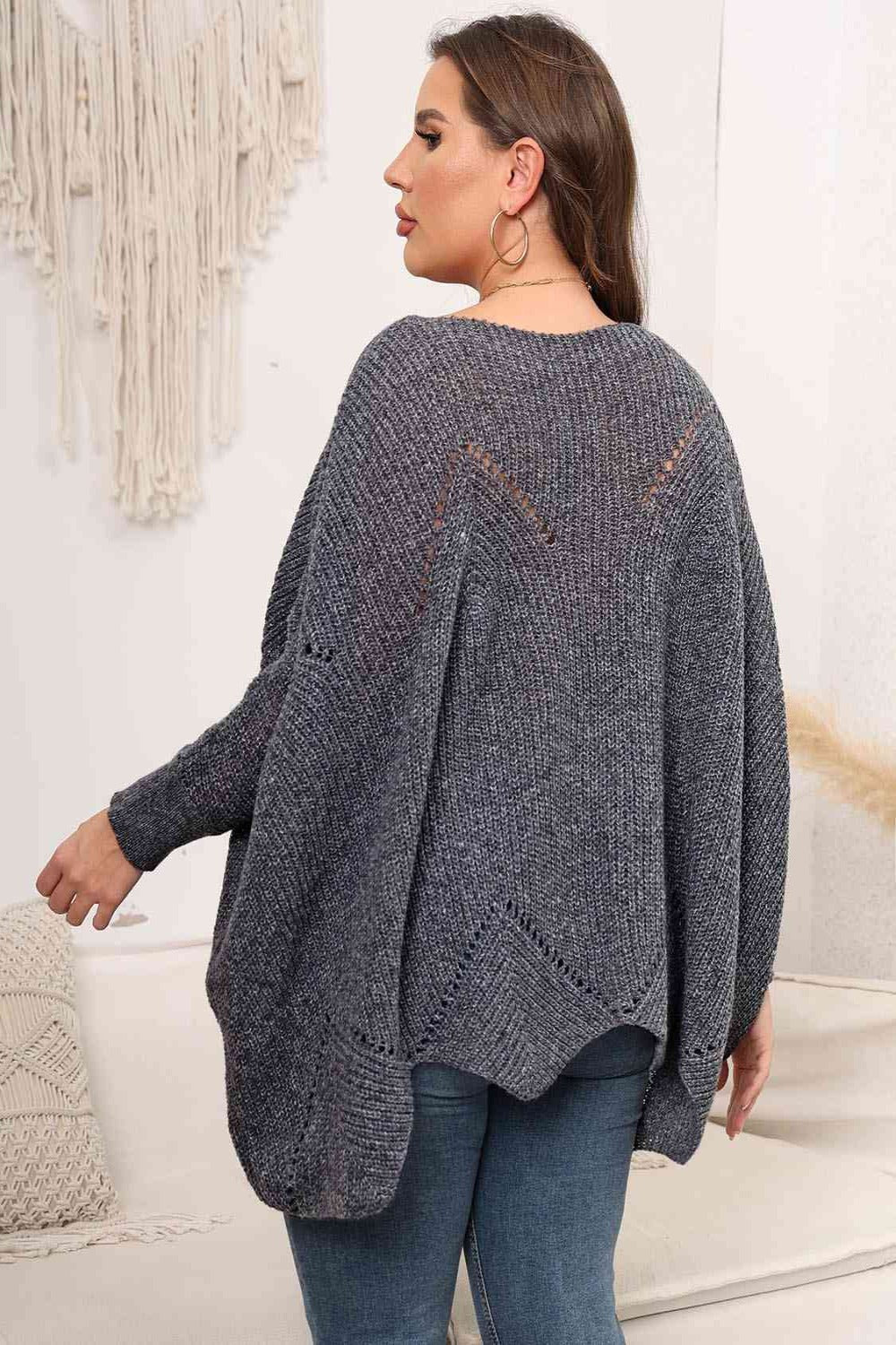 Plus Size Round Neck Batwing Sleeve Sweater | Hassle Free Cart