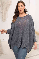 Plus Size Round Neck Batwing Sleeve Sweater | Hassle Free Cart