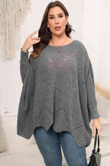 Plus Size Round Neck Batwing Sleeve Sweater | Hassle Free Cart