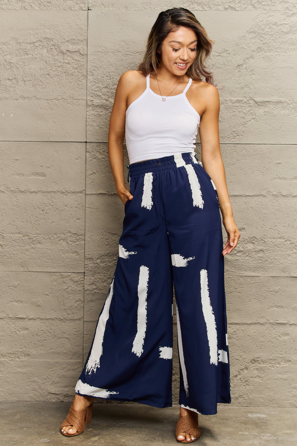 Printed Wide Leg Long Pants - Hassle Free Cart