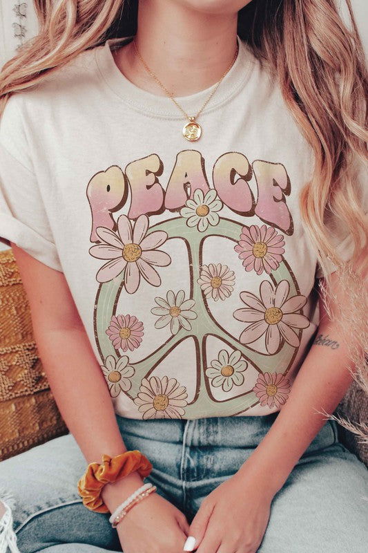 RETRO DAISY PEACE Graphic Tee - Hassle Free Cart