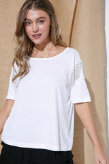 Rhinestone Fringe T Shirt - Hassle Free Cart