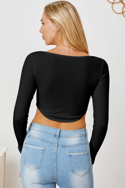 Ribbed Long Sleeve T-Shirt - Hassle Free Cart