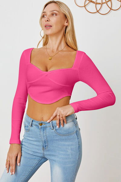 Ribbed Long Sleeve T-Shirt - Hassle Free Cart