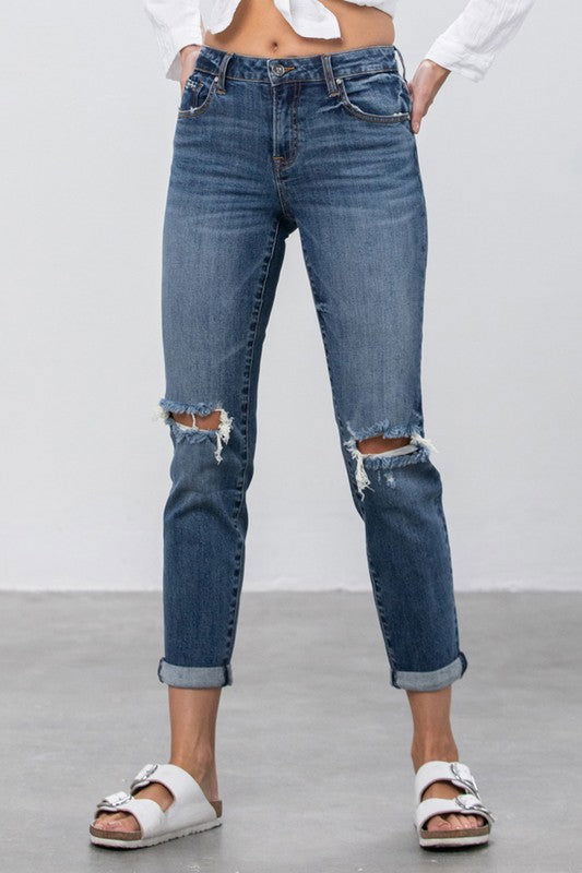 Ripped Boyfriend Jeans - Hassle Free Cart