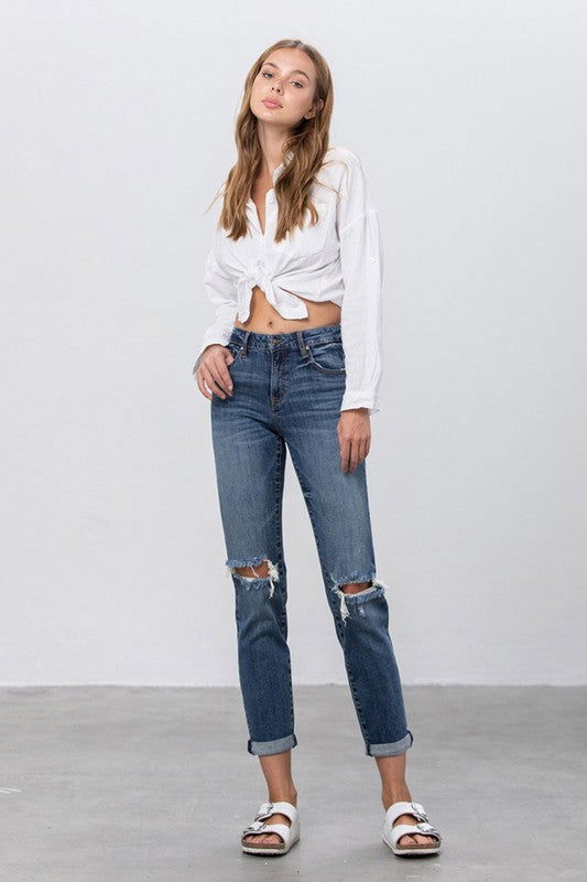 Ripped Boyfriend Jeans - Hassle Free Cart