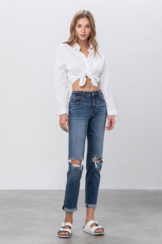 Ripped Boyfriend Jeans - Hassle Free Cart