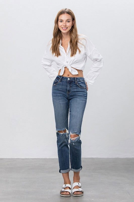 Ripped Boyfriend Jeans - Hassle Free Cart