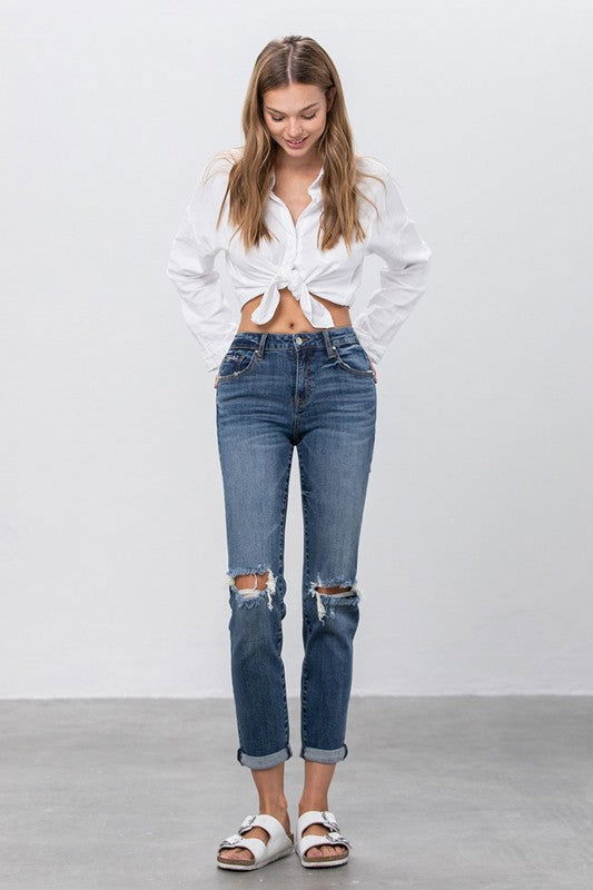 Ripped Boyfriend Jeans - Hassle Free Cart