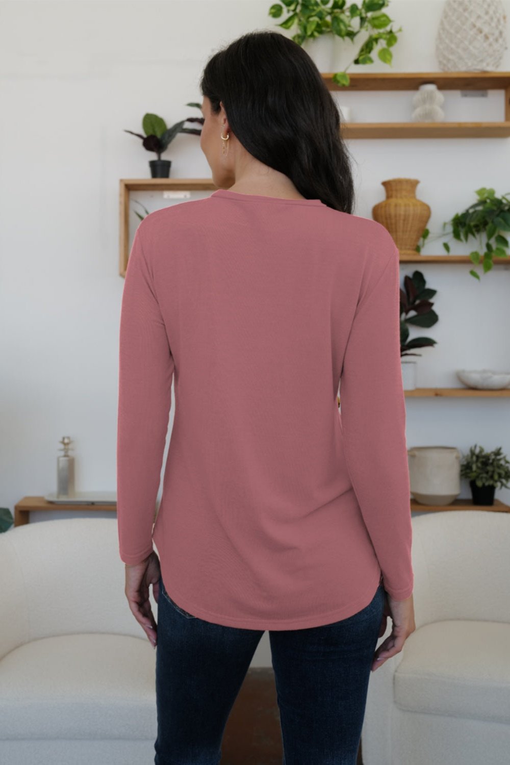 Round Neck Long Sleeve T-Shirt - Hassle Free Cart