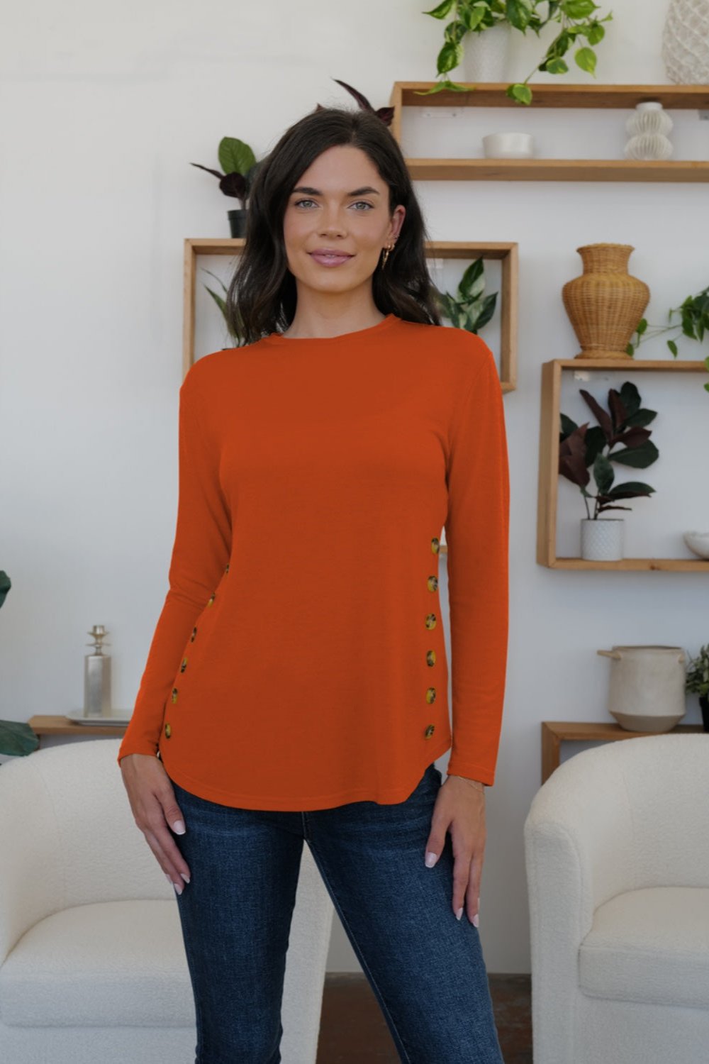 Round Neck Long Sleeve T-Shirt - Hassle Free Cart