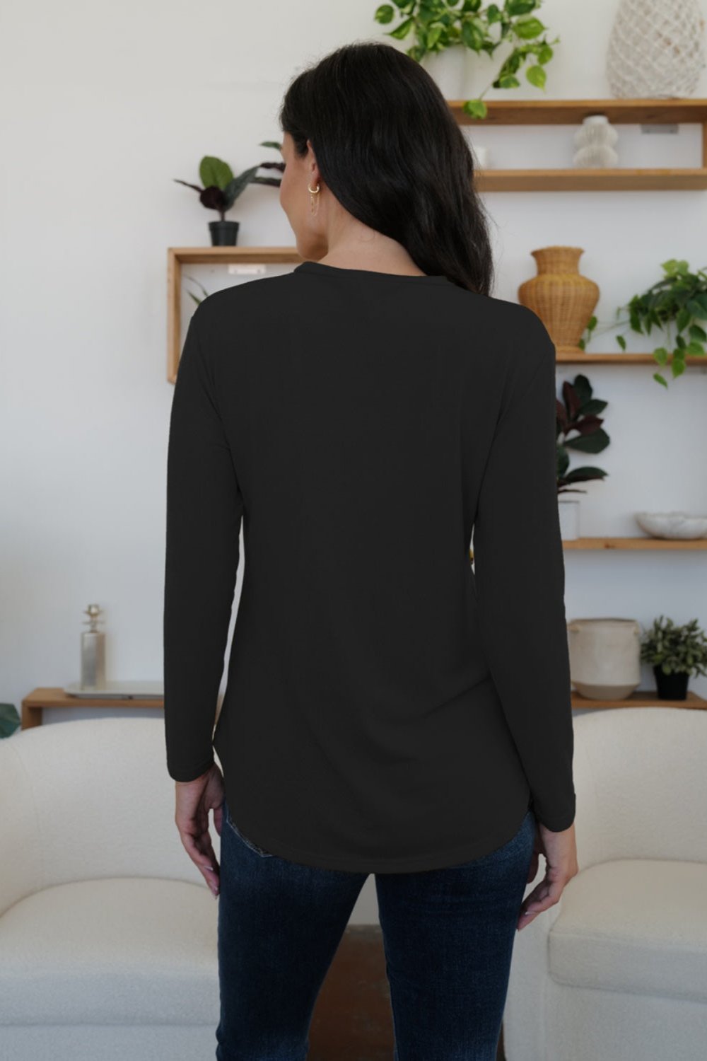 Round Neck Long Sleeve T-Shirt - Hassle Free Cart