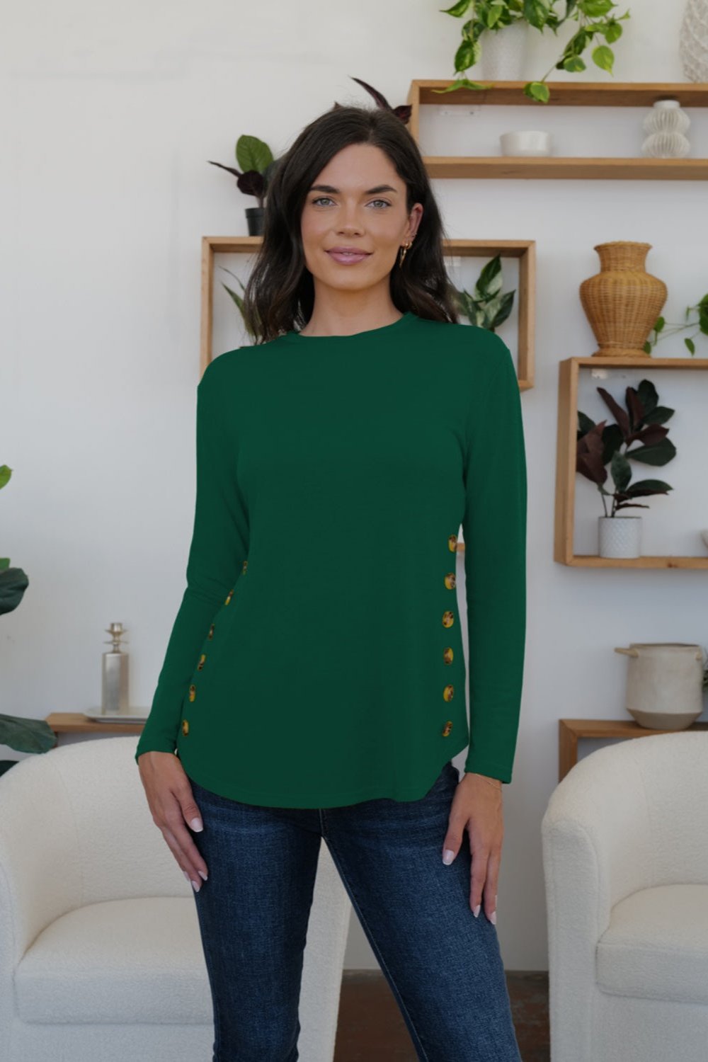 Round Neck Long Sleeve T-Shirt - Hassle Free Cart