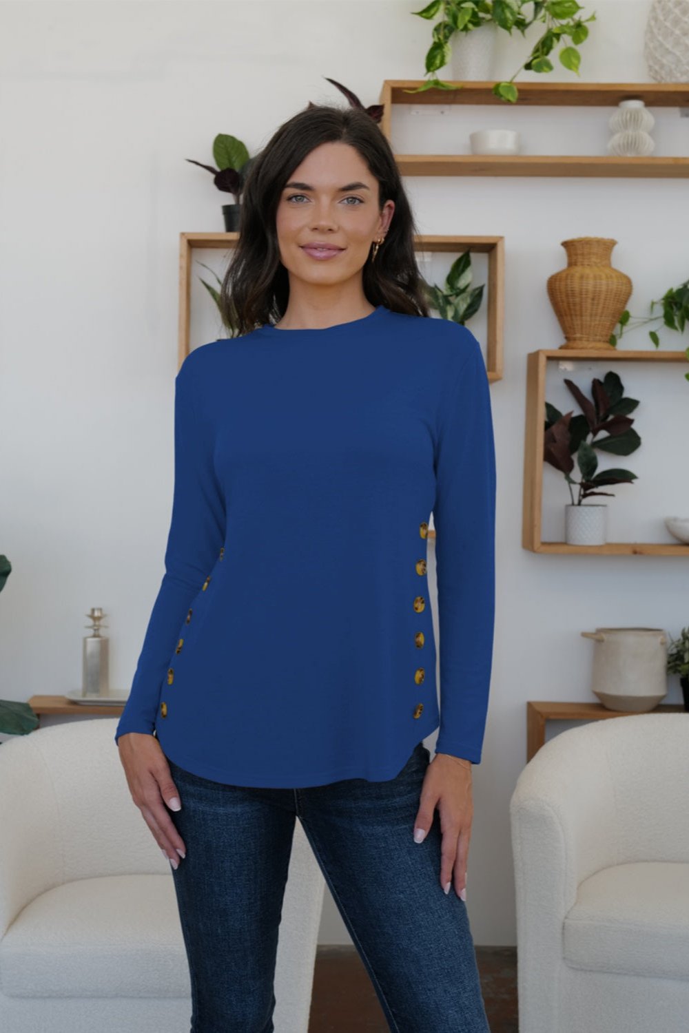 Round Neck Long Sleeve T-Shirt - Hassle Free Cart