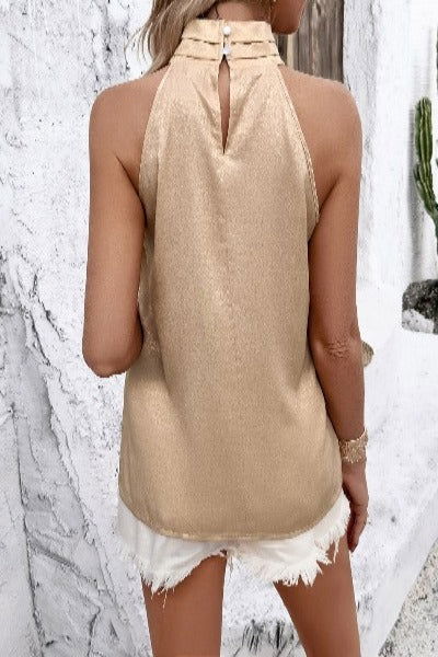 Ruched Grecian Neck Tank - Hassle Free Cart