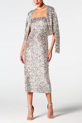 Sequin Cardigan and Straight Dress Set | Hassle Free Cart