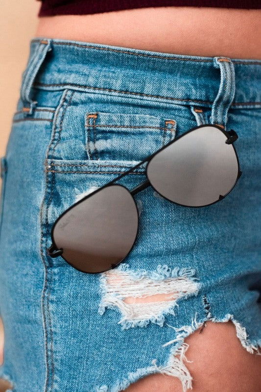 Black/Silver  Unisex Aviator Sunglasses - Hassle Free Cart