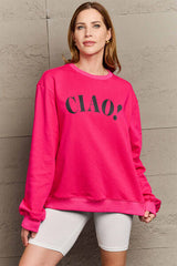 Simply Love Full Size CIAO！Round Neck Sweatshirt | Hassle Free Cart