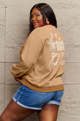 Simply Love Full Size IF I'M TOO MUCH THEN GO FIND LESS Round Neck Sweatshirt | Hassle Free Cart