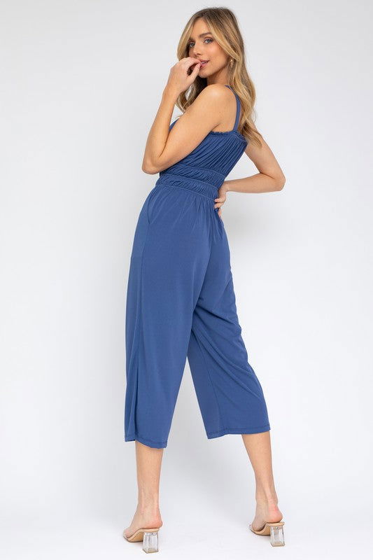 Sleeveless Drawstring Cropped Jumpsuit - Hassle Free Cart