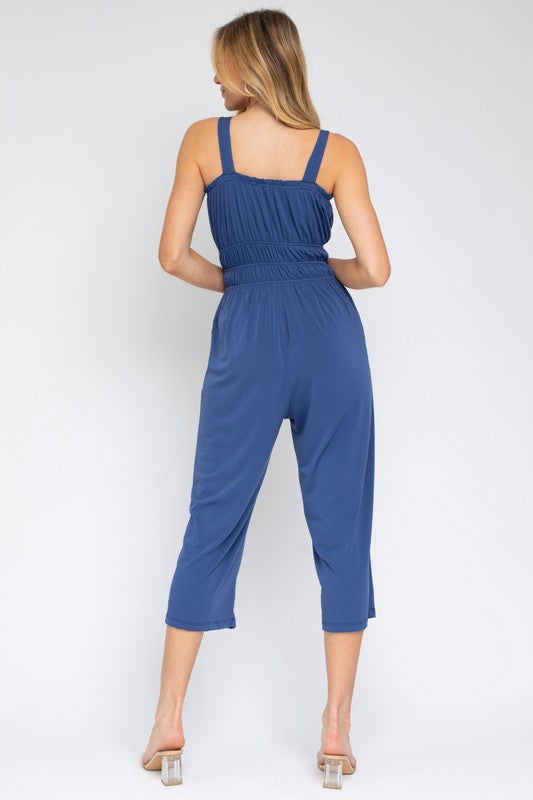 Sleeveless Drawstring Cropped Jumpsuit - Hassle Free Cart