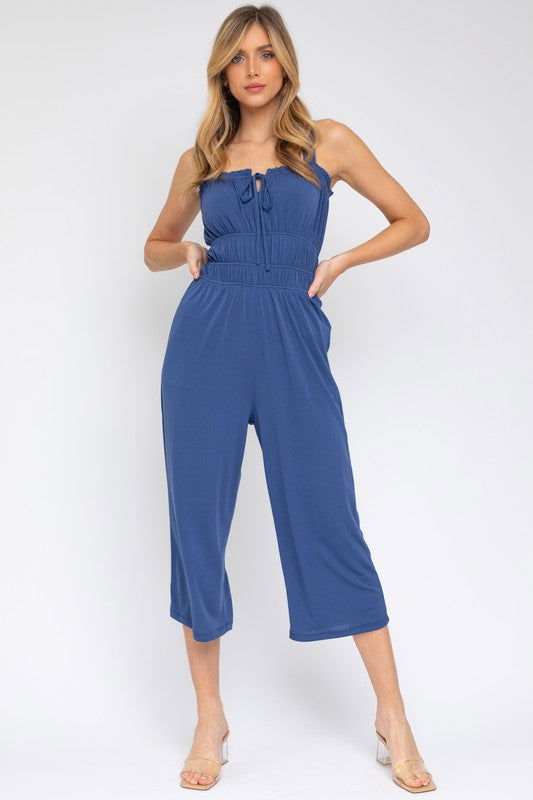 Sleeveless Drawstring Cropped Jumpsuit - Hassle Free Cart